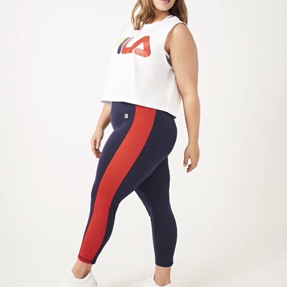 Fila Anne Navy Blue & Red 7/8 Leggings NWT - Picture 1 of 3